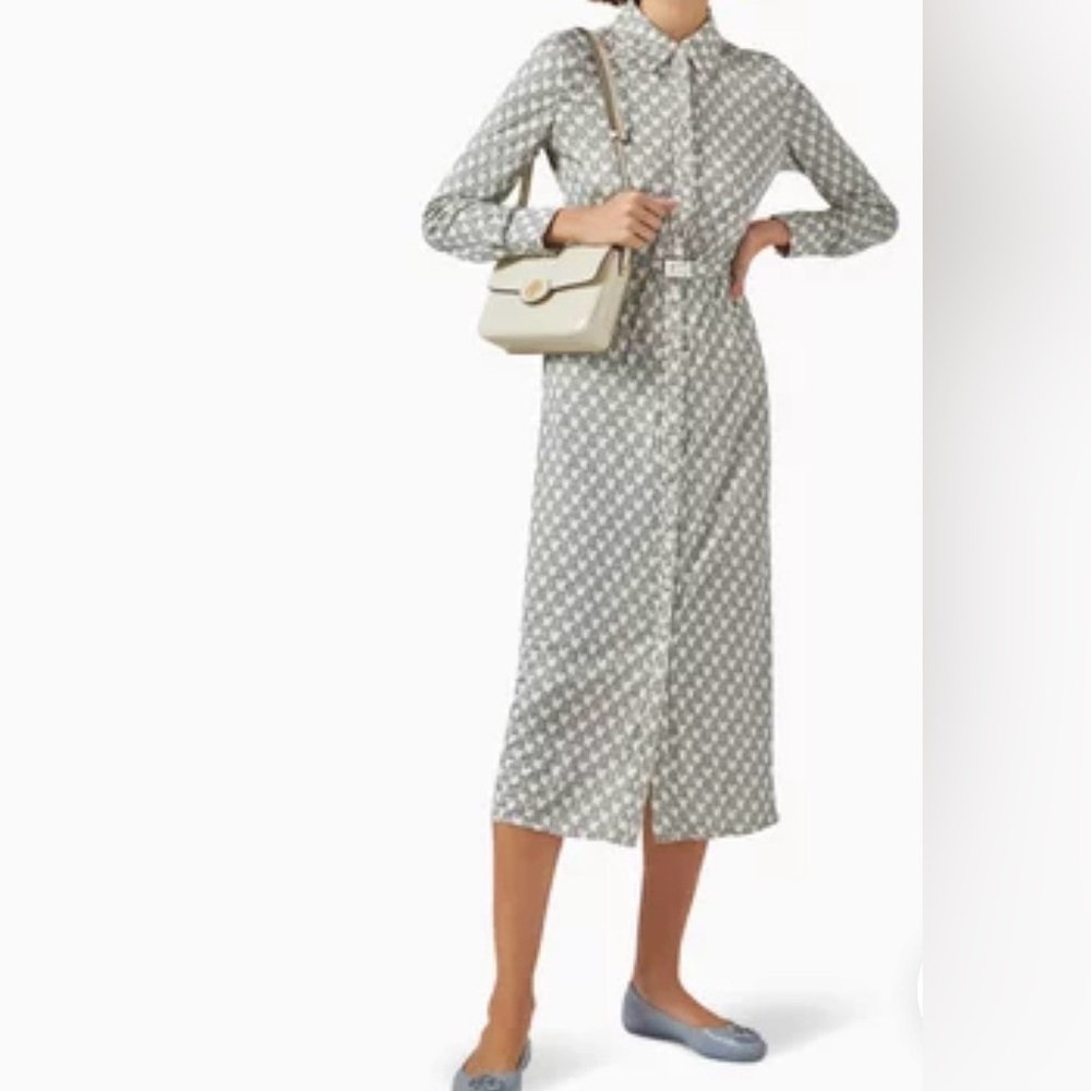 Tory Burch Neutral Zebra Print Stretch Jersey Midi Dress